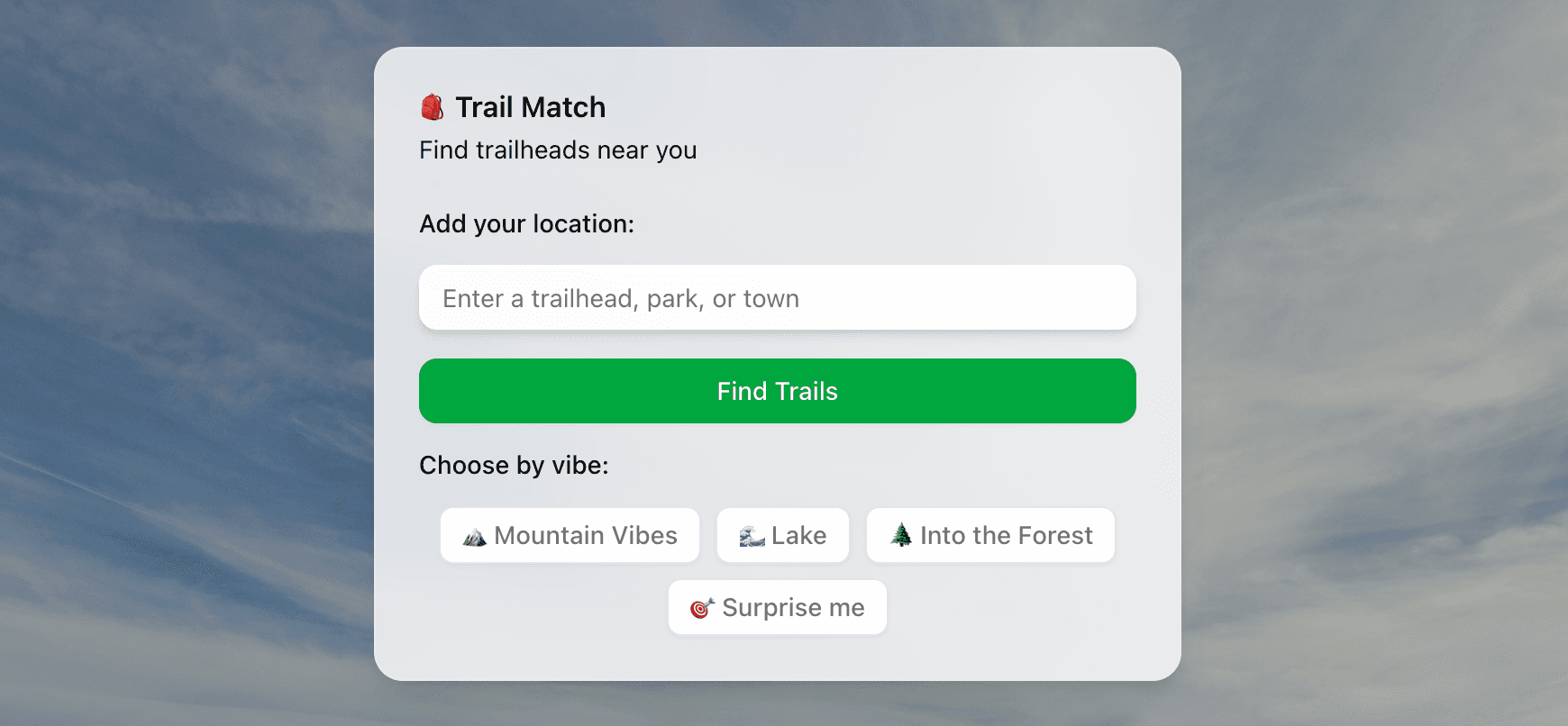 TrailMatch homepage